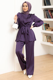 Purple Hijab Suit Dress 3457MOR - Thumbnail