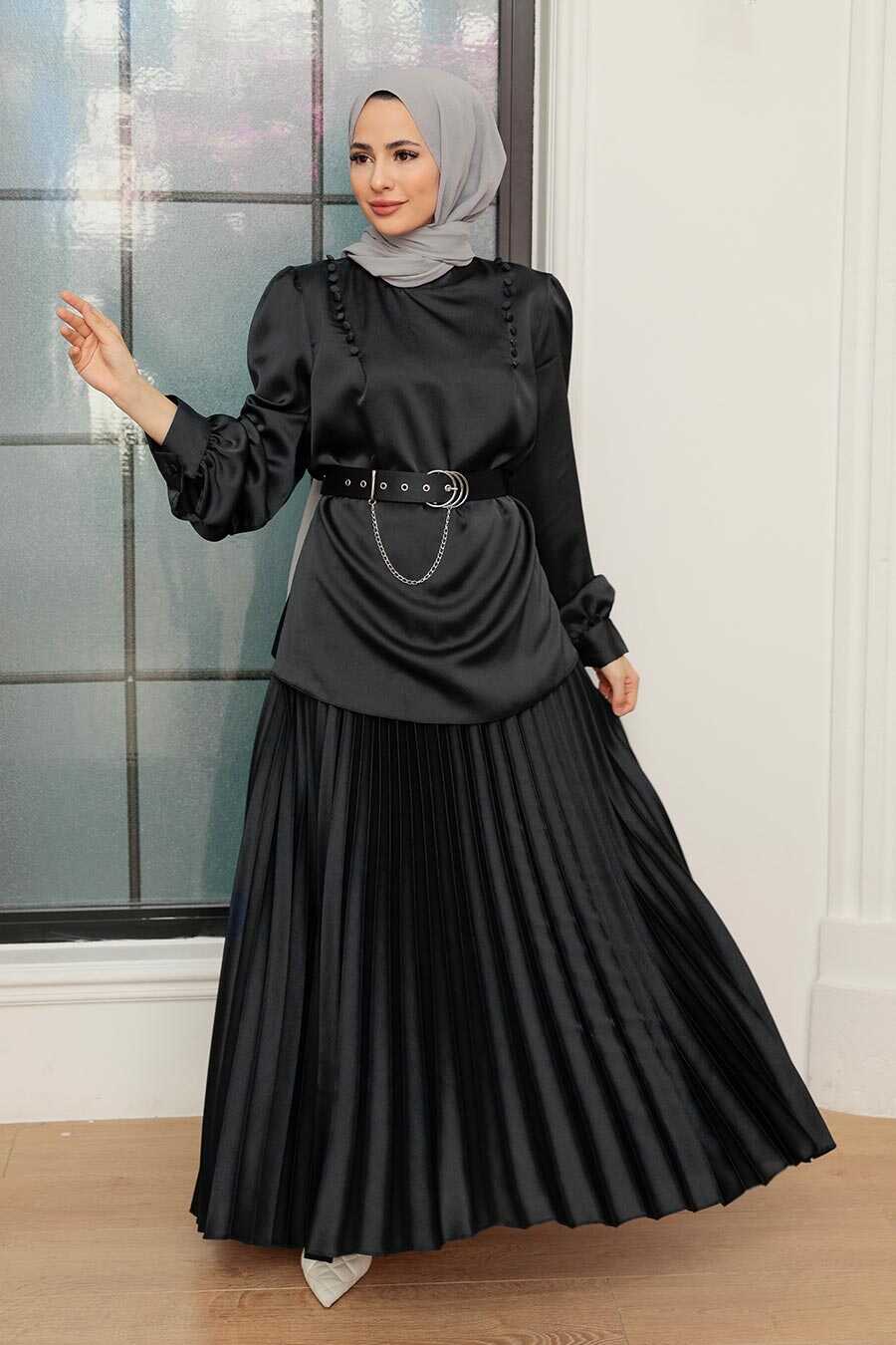 Black Hijab Suit Dress 34621S