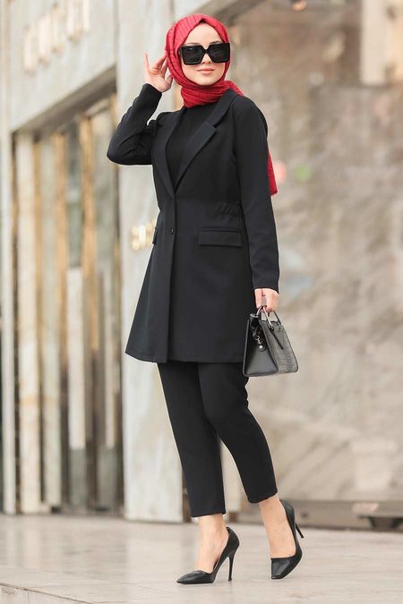 Black Hijab Suit Dress 5536S - Neva-style.com