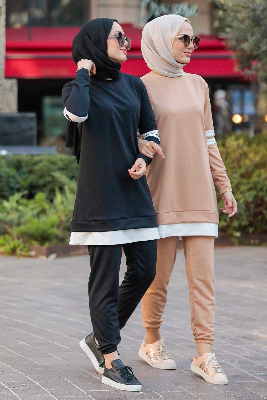 Black Hijab Suit Dress 55990S