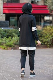 Black Hijab Suit Dress 55990S - Thumbnail