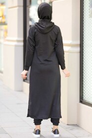 Black Hijab Suit Dress 56002S - Thumbnail