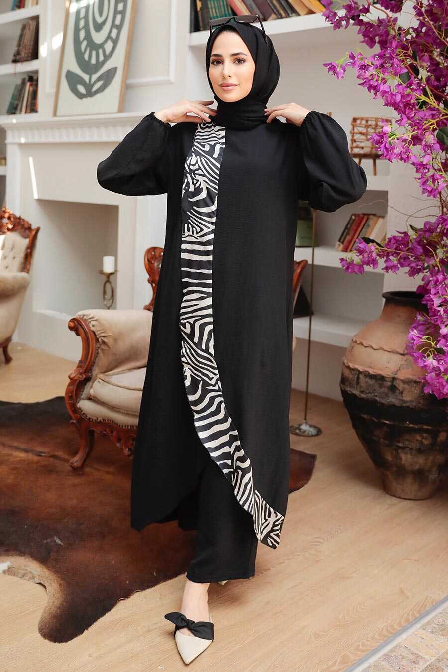 Black Hijab Suit Dress 7686S