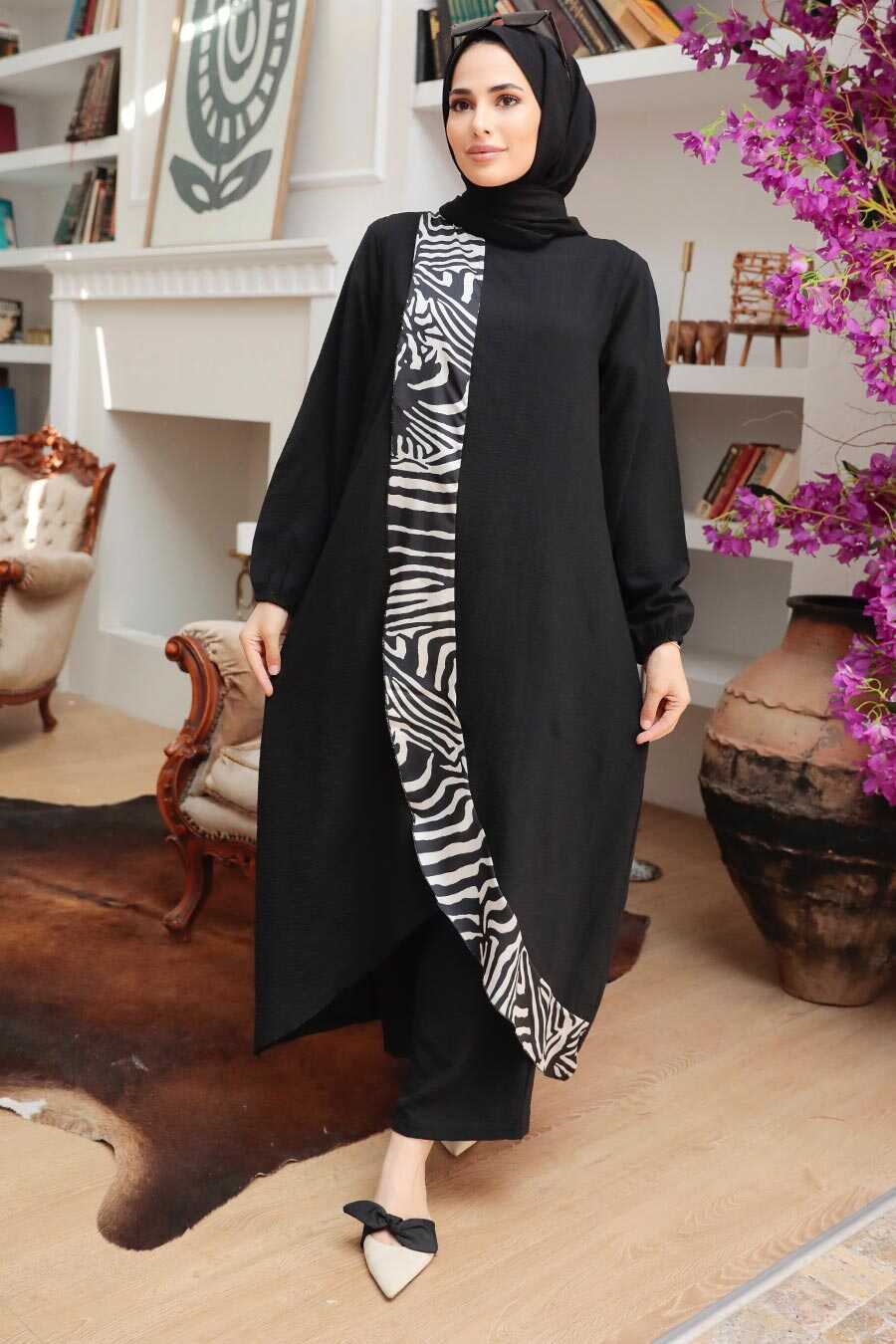Black Hijab Suit Dress 7686S