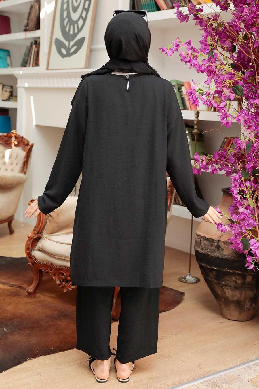 Black Hijab Suit Dress 7687S