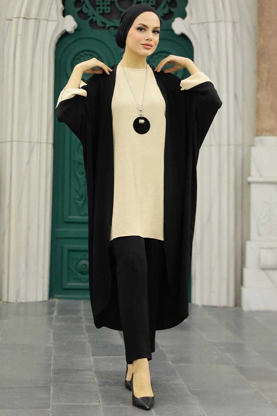 Black Hijab Triple Suit 52261S