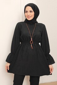 Black Hijab Tunic 40461S - Thumbnail