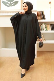 Black Hijab Turkish Abaya 15001S - Thumbnail