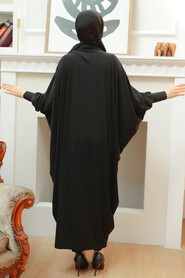 Black Hijab Turkish Abaya 15001S - Thumbnail
