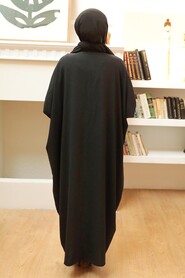 Black Hijab Turkish Abaya 17410S - Thumbnail