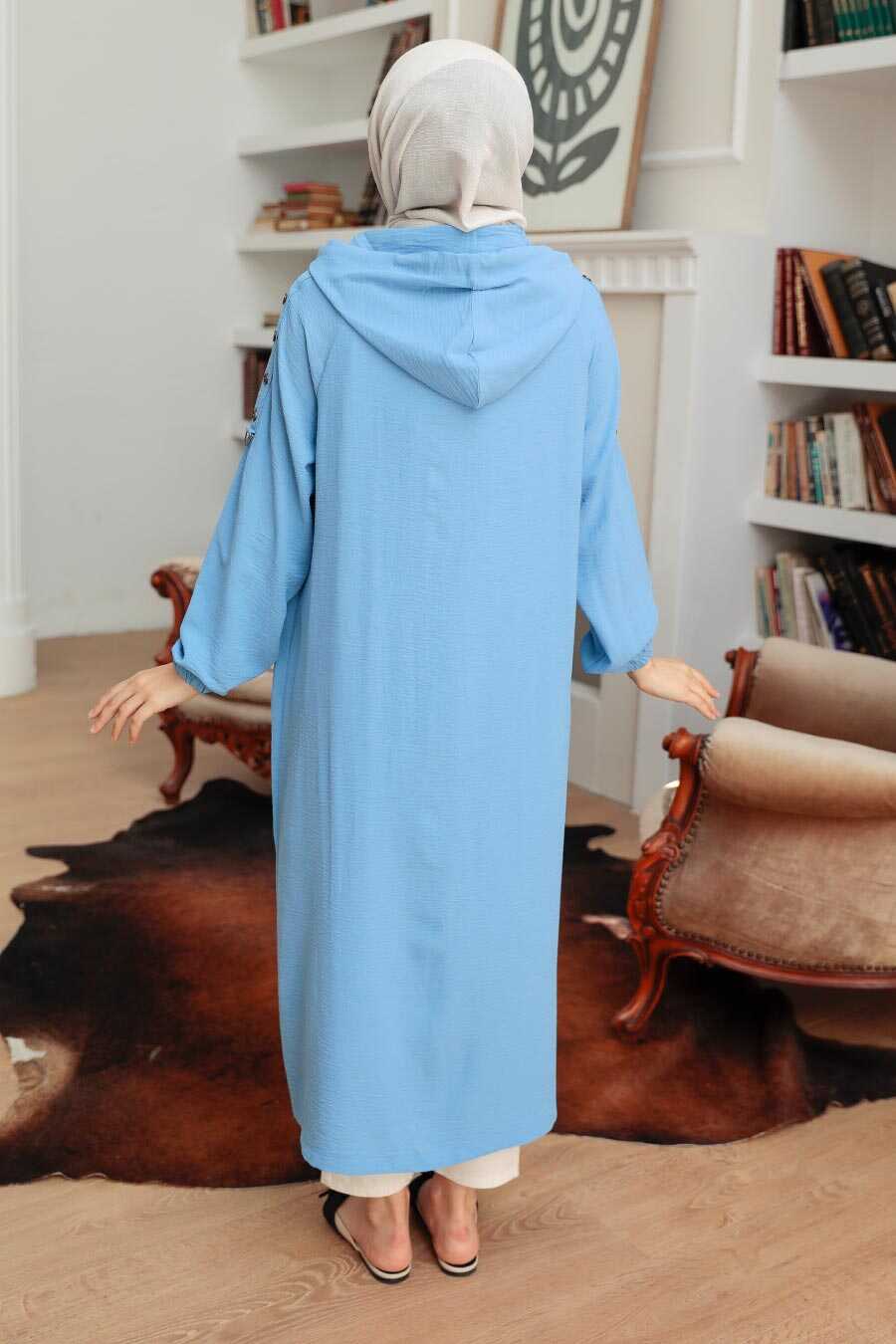 Blue Hijab Coat 6298M