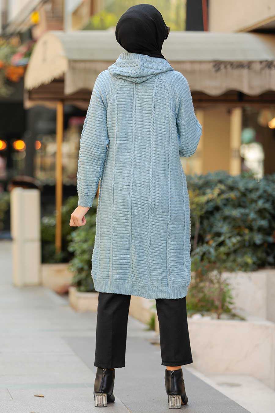 Blue Hijab Knitwear Cardigan 41203M