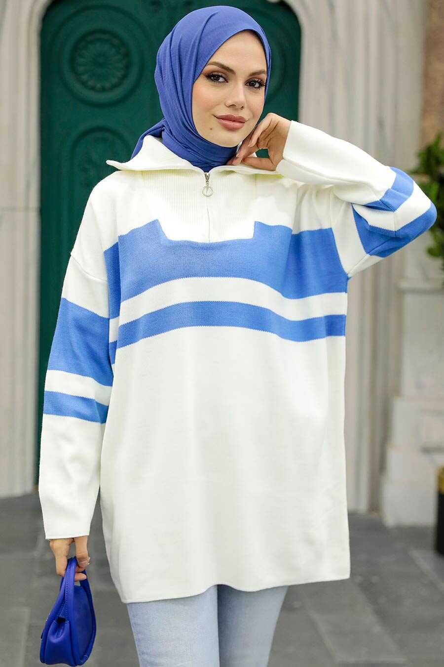 Blue Hijab Knitwear Tunic 26961M