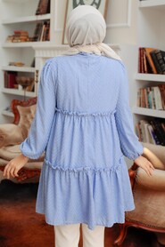 Blue Hijab Tunic 1342M - Thumbnail