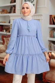 Blue Hijab Tunic 1342M - Thumbnail