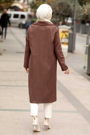 Brown Hijab Coat 56720KH - Thumbnail