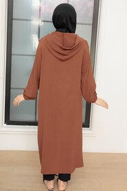 Brown Hijab Coat 6298KH - Thumbnail