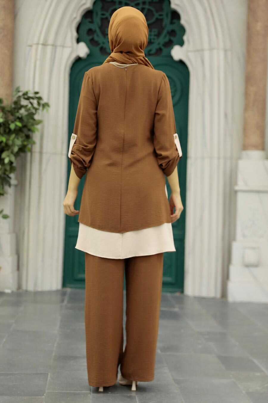 Brown Hijab Double Suit 52251KH