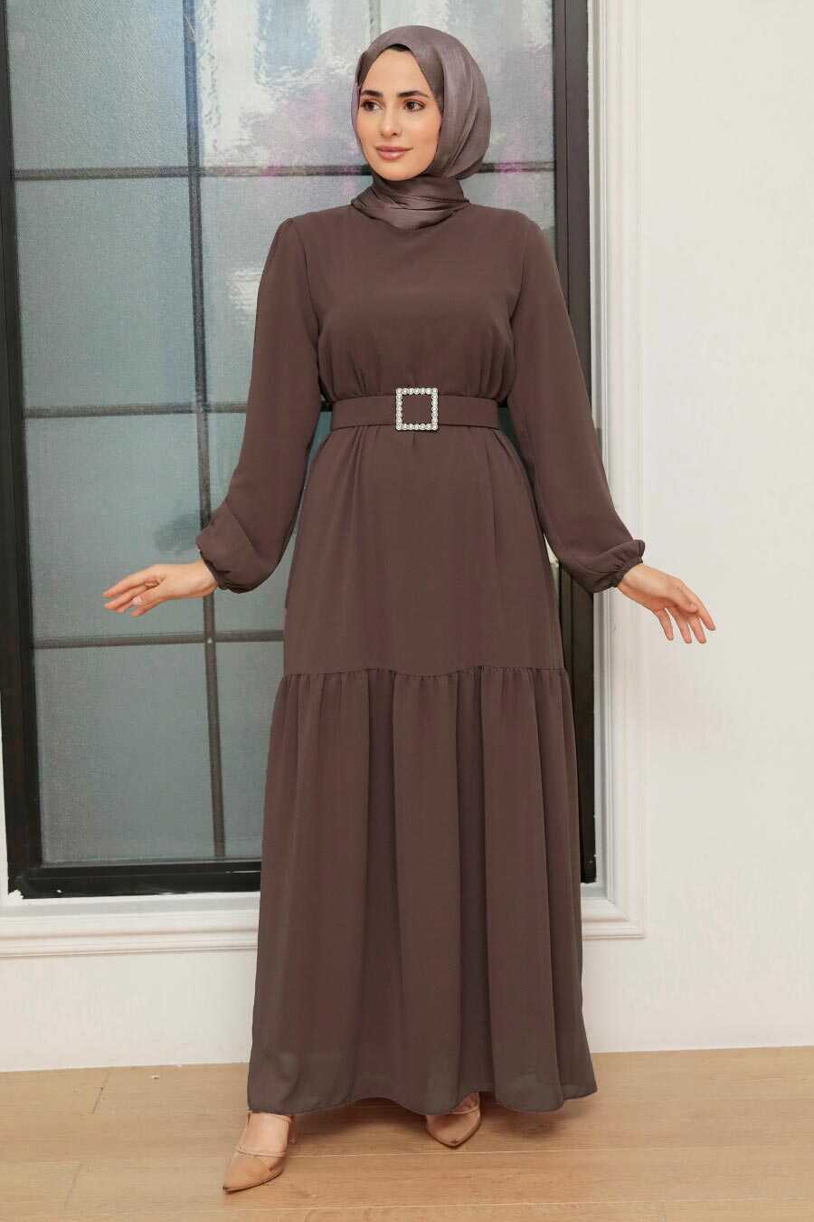 Brown Hijab Dress 20804KH