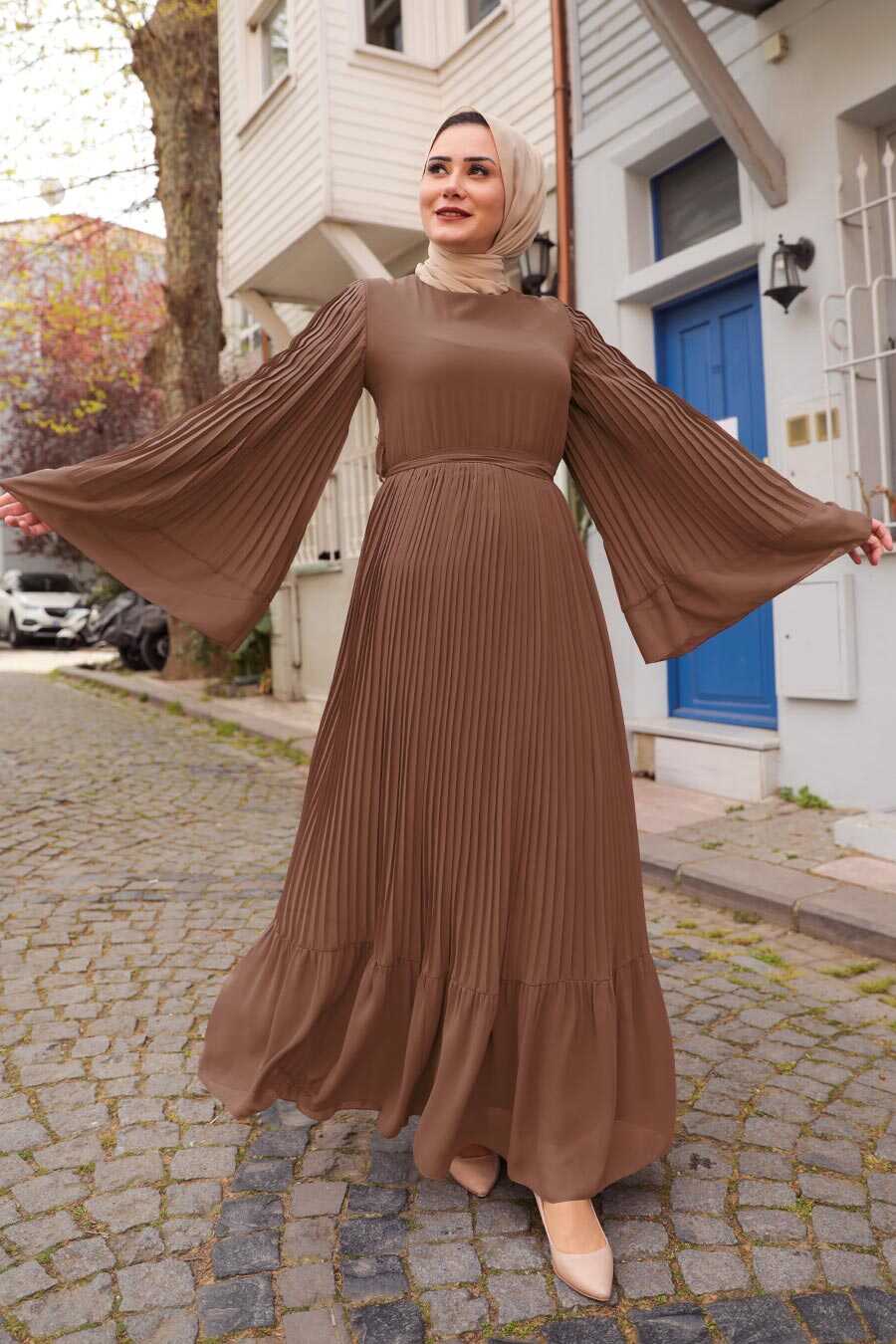 Brown Hijab Dress 2884KH
