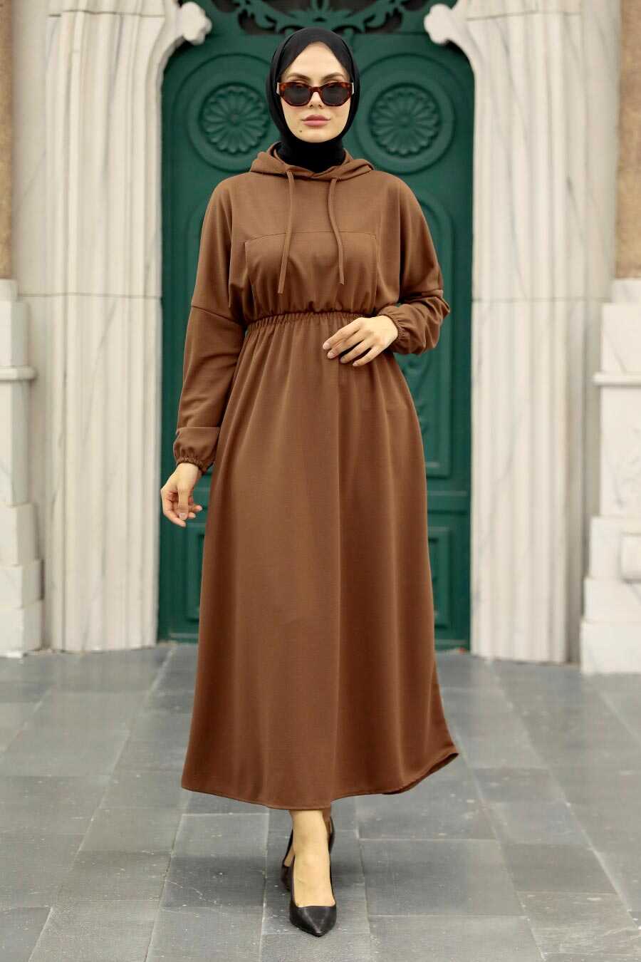 Brown Hijab Dress 5906KH