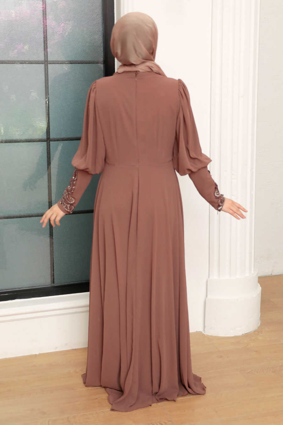 Brown Hijab Evening Dress 25817KH