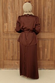 Brown Hijab Suit Dress 34621KH - Thumbnail