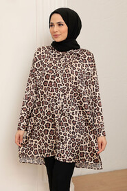 Brown Hijab Tunic 10461KH - Thumbnail