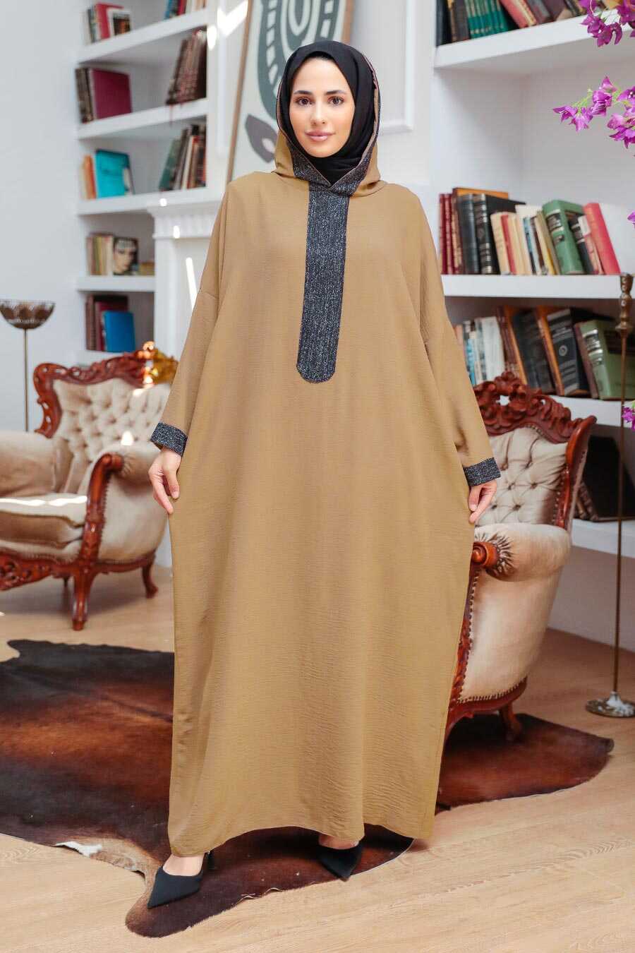 Camel Hijab Turkish Abaya 7683C