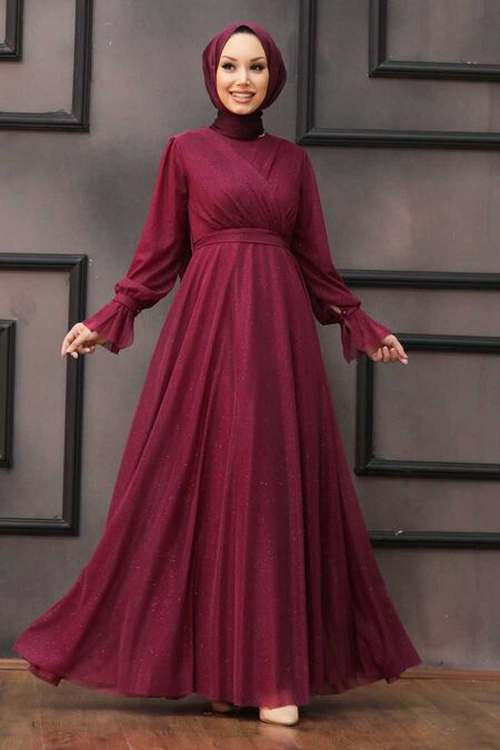 Cherry Hijab Evening Dress 22202VSN - Neva-style.com