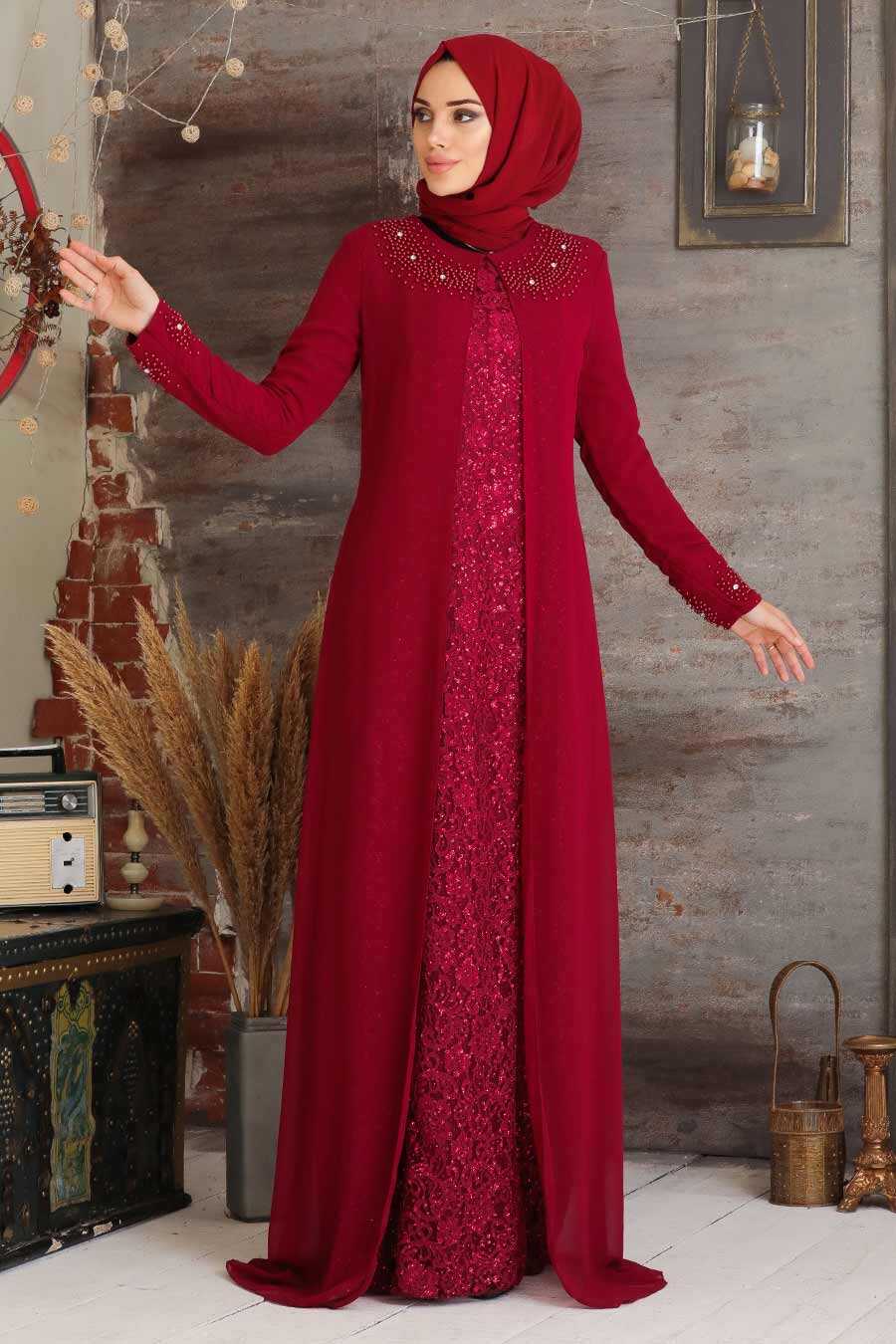 Claret Red Hijab Evening Dress Br Neva Style Com