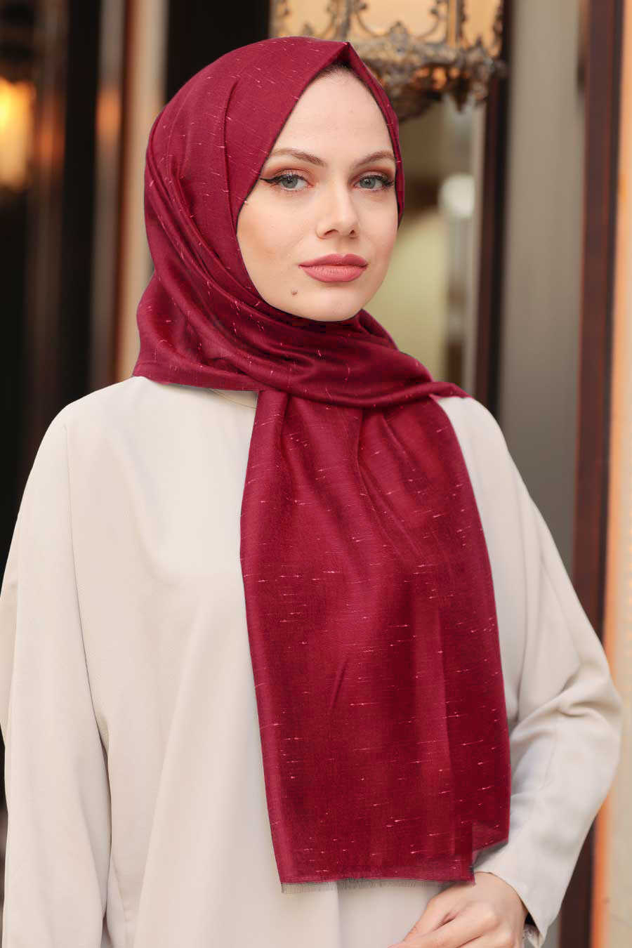 Claret Red Hijab Shawl 7536BR