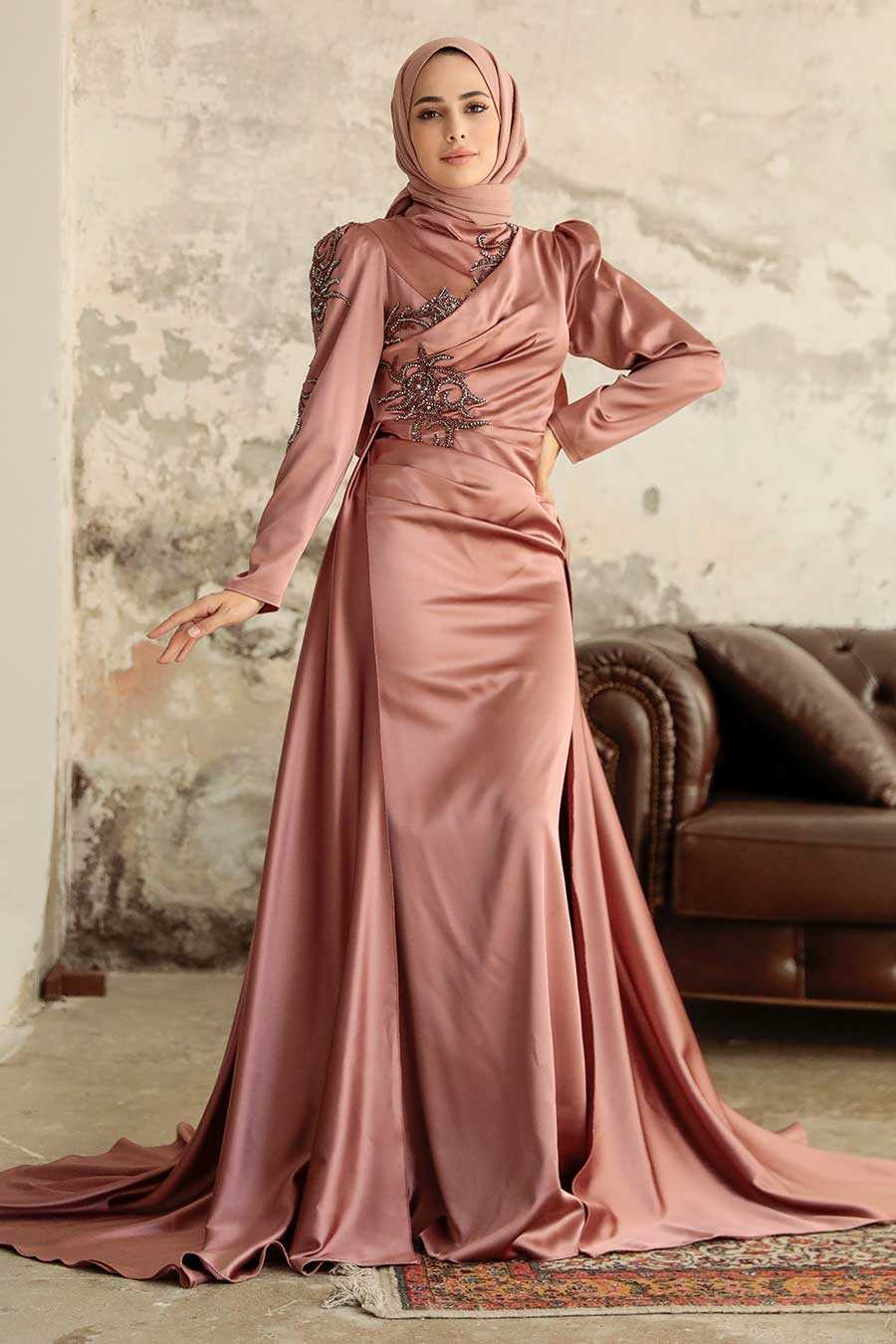 Neva Style - Elegant Cooper Modest Evening Gown 22881BKR
