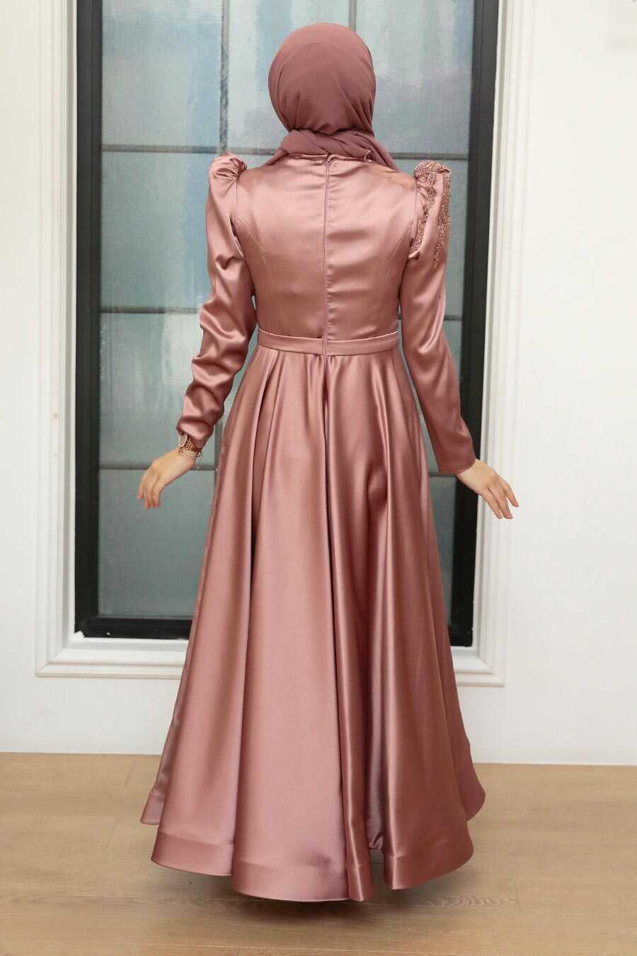Copper Hijab Evening Dress 22584BKR