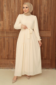 Crem Hijab Dress 13290KR - Thumbnail