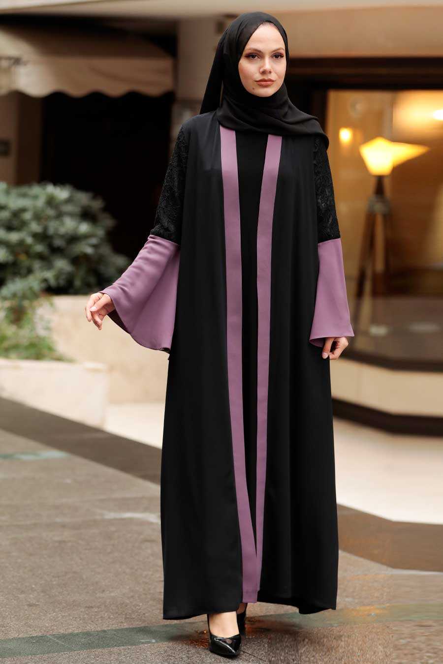 Dark Dusty Rose Hijab Abaya 55510KGK