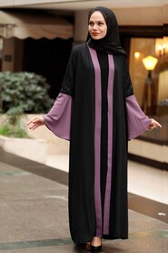 Dark Dusty Rose Hijab Abaya 55510KGK - Thumbnail