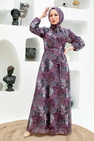 Dark Dusty Rose Hijab Dress 279024KGK - Thumbnail