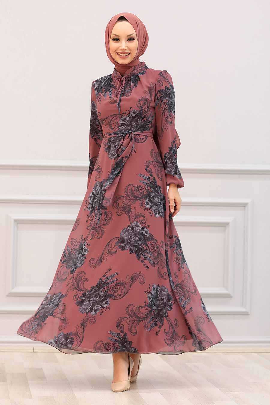 Dark Dusty Rose Hijab Dress 27921KGK