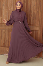 Dark Dusty Rose Hijab Dress 30060KGK - Thumbnail