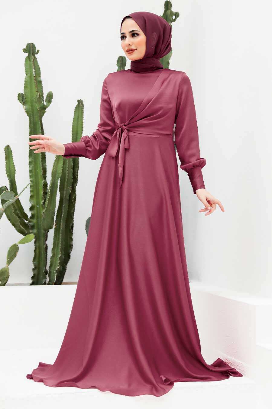Dark Dusty Rose Hijab Evening Dress 1420KGK
