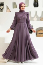 Dark Dusty Rose Hijab Evening Dress 22110KGK - Neva-style.com