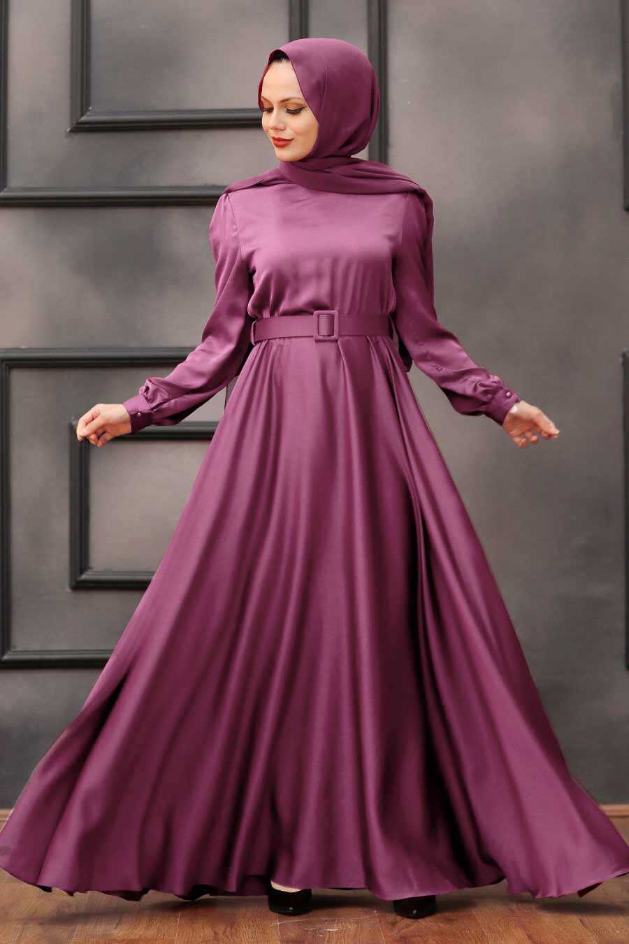 Dark Dusty Rose Hijab Evening Dress 28890KGK