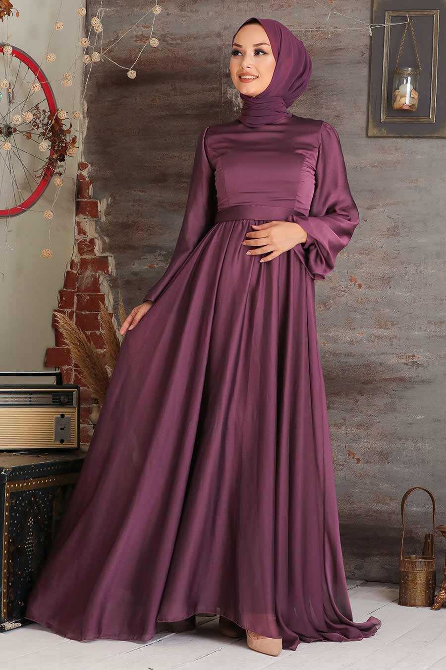 Dark Dusty Rose Hijab Evening Dress 5215KGK