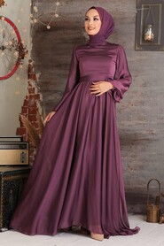 Dark Dusty Rose Hijab Evening Dress 5215KGK - Thumbnail