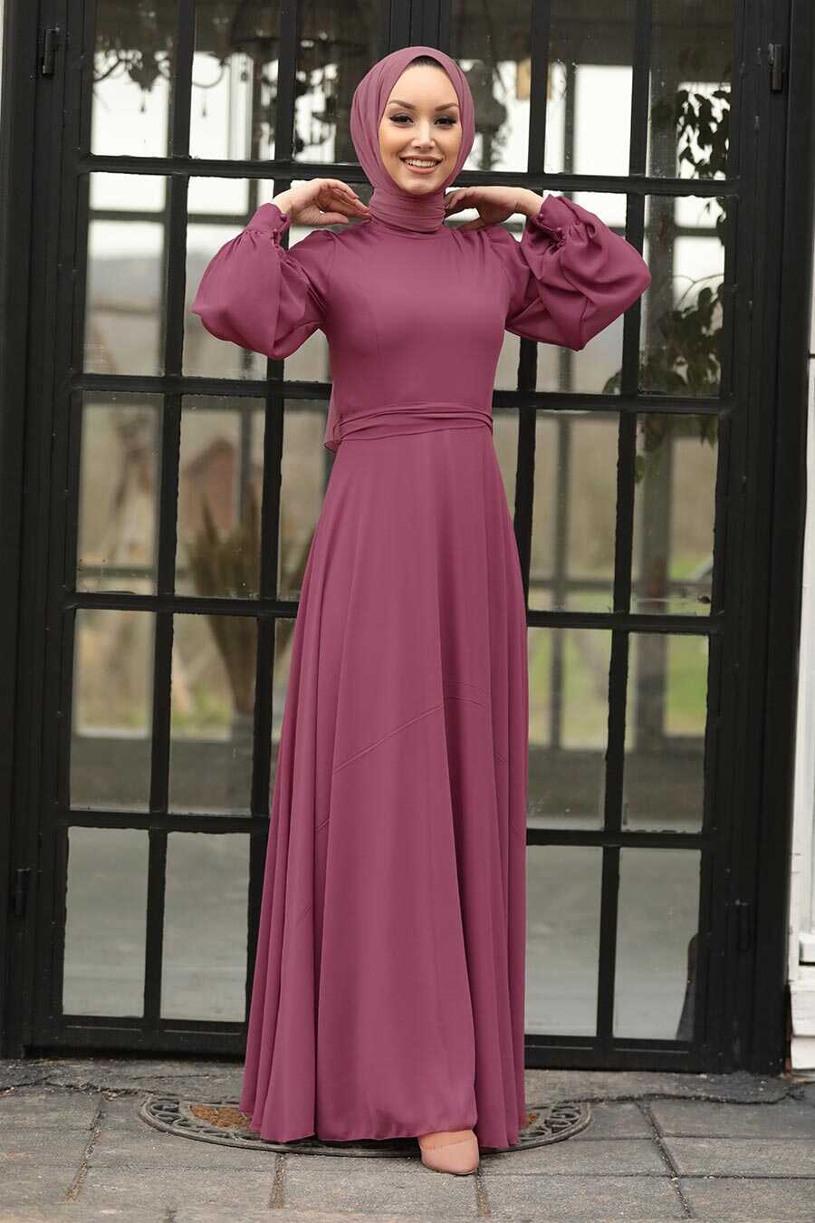 Dark Dusty Rose Hijab Evening Dress 5470KGK