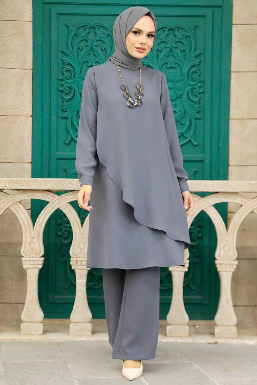Dark Grey Hijab Double Suit 52301KGR