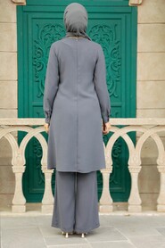Dark Grey Hijab Double Suit 52301KGR - Thumbnail