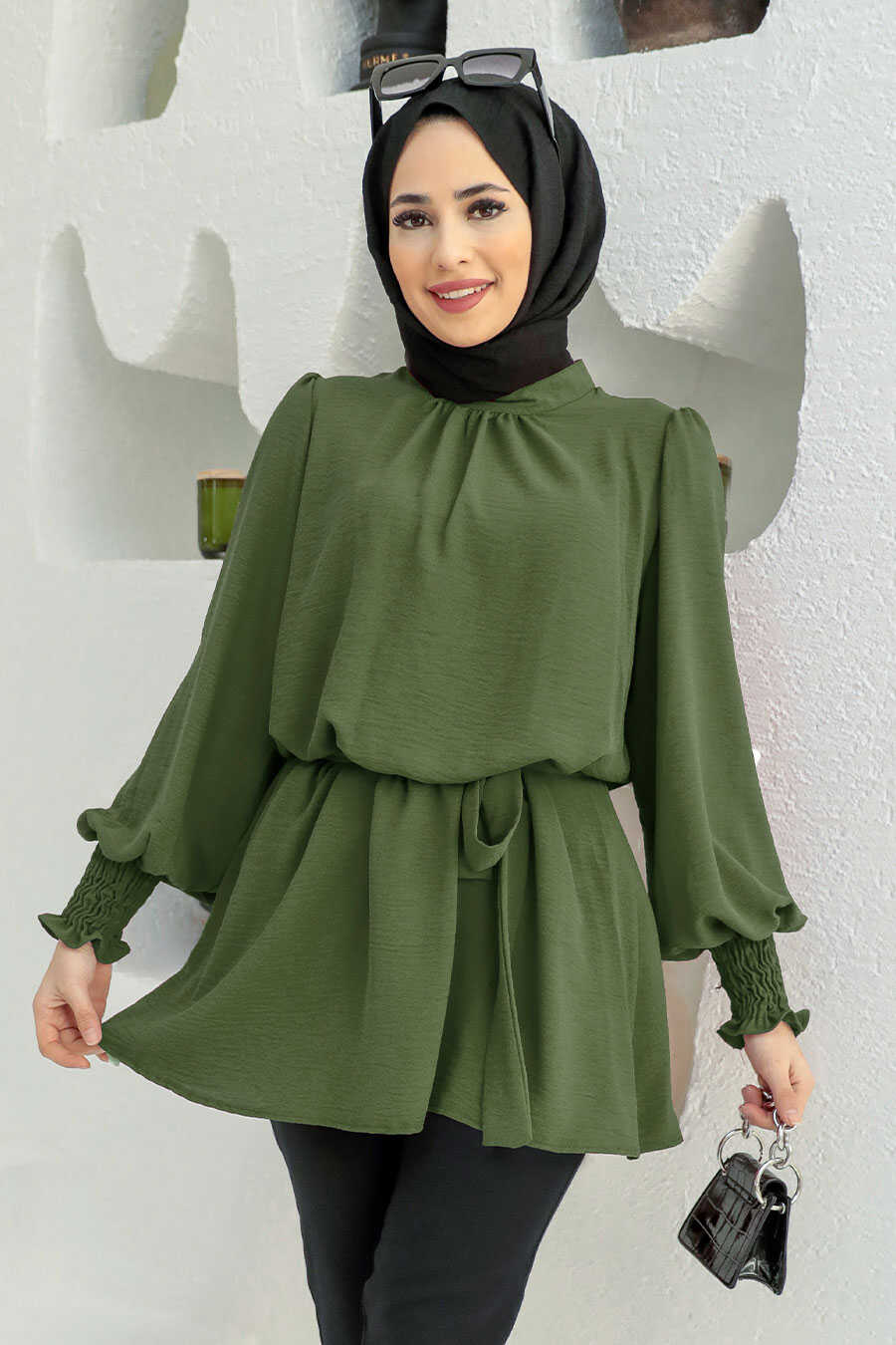Dark Khaki Hijab Tunic 3795KHK