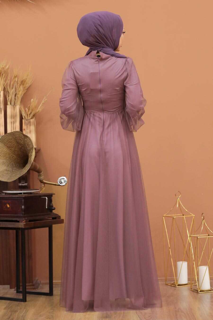 Neva Style - Plus Size Dark Lila Islamic Wedding Gown 5478KLILA